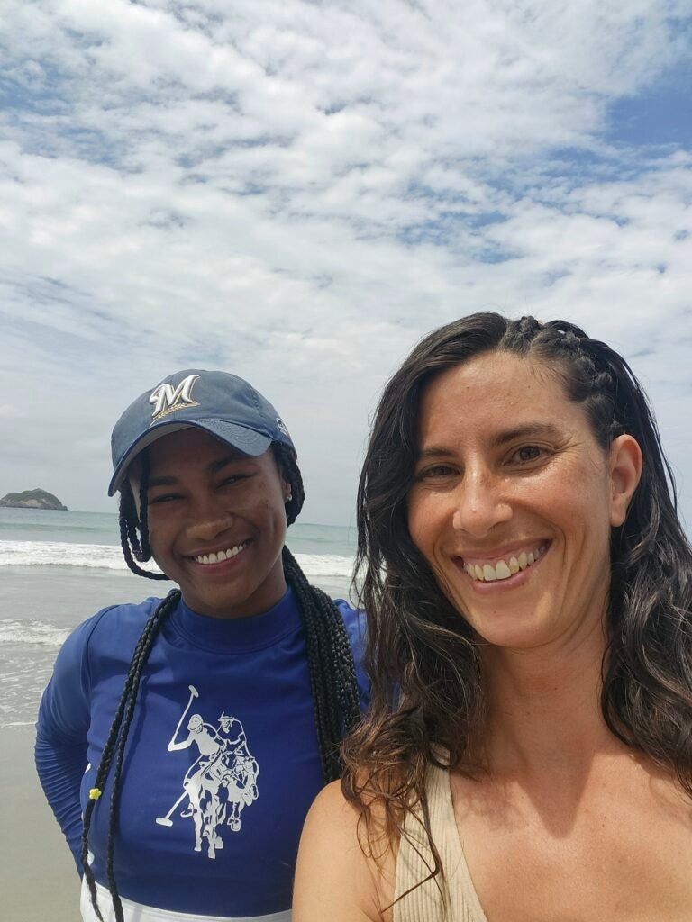 Me with the Colombian masseuse on the beach.